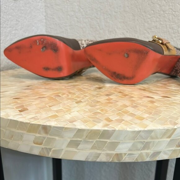 Lucho Brown and Tan Heels with Snake Print size 9 - Picture 4 of 5